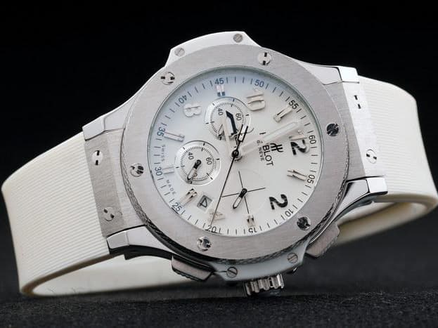 35mm Big Bang Lady Rubber Strap Quartz Chronograph White Dial HUB485